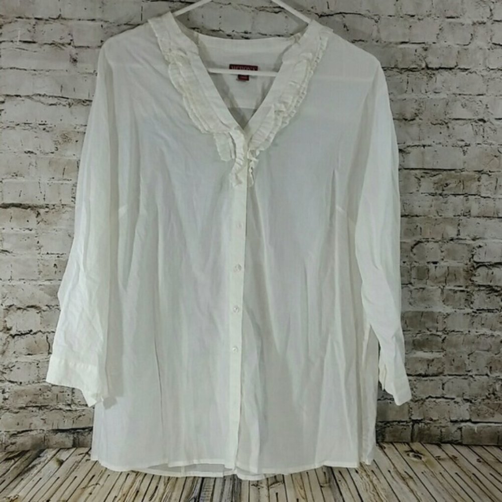 white XXL plus size merona ruffle top Blouse